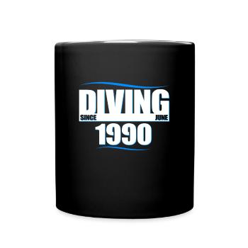 Anniversaire du plongeur - Plongée depuis juin 1990 - Mug uni - noir - Devant