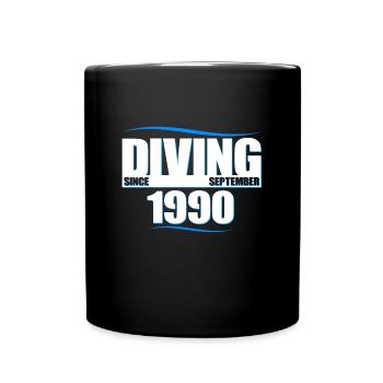 Anniversaire du plongeur - Plongée depuis septembre 1990 - Mug uni - noir - Devant