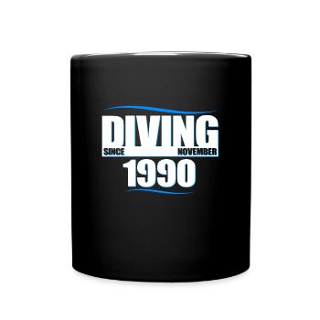Anniversaire du plongeur - Plongée depuis novembre 1990 - Mug uni - noir - Devant