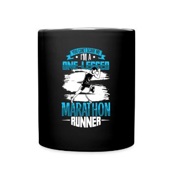 Fearless marathon runner with prosthetic running - Full Colour Mug - black - Front