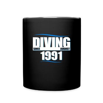 Anniversaire du plongeur - Plongée depuis août 1991 - Mug uni - noir - Devant