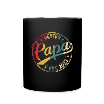 Bester Papa Est. 2023 seit 2023 Retro Papa 2023 - Tasse einfarbig - Schwarz - Vorne