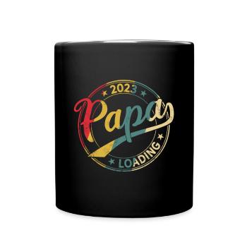 Papa 2023 loading Schwanger 2023 werdender Papa - Tasse einfarbig - Schwarz - Vorne