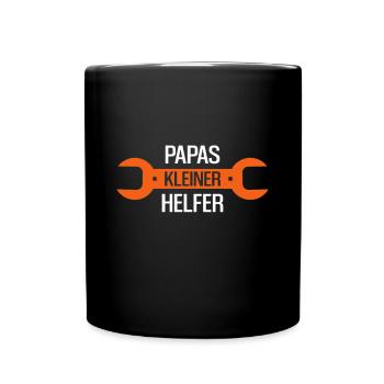 Werkstatt Papas kleiner Helfer Sohn Vater Partner - Tasse einfarbig - Schwarz - Vorne