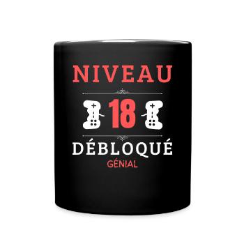 Niveau 18 débloqué - Génial ! - Mug uni - noir - Devant