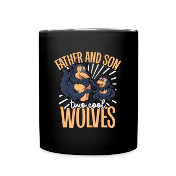 Coole Wölfe - Vater und Sohn - Tasse einfarbig - Schwarz - Vorne