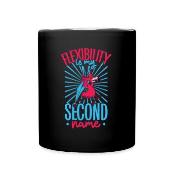 Flamingo beim Aerial Silks - Tasse einfarbig - Schwarz - Vorne