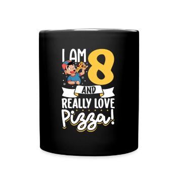I'm 8 - Boy Pizza - Full Colour Mug - black - Front