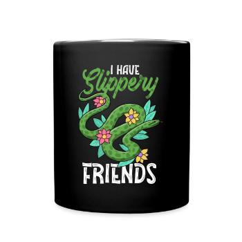 Schlange, Reptil - Schlangen - Tasse einfarbig - Schwarz - Vorne