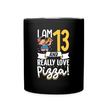 I'm 13 - Boy Pizza - Full Colour Mug - black - Front