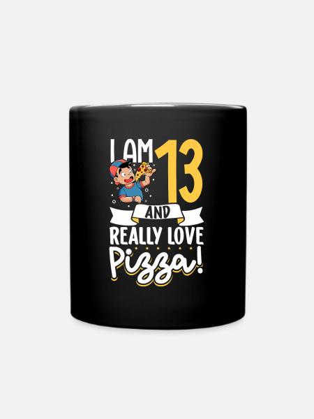 Ich bin 13 - Jungen Pizza - Tasse einfarbig - Schwarz