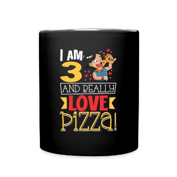 I'm 3 - Girls Pizza - Full Colour Mug - black - Front