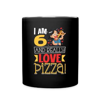 I'm 6 - Girls Pizza - Full Colour Mug - black - Front