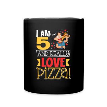 I'm 5 - Girl Pizza - Full Colour Mug - black - Front