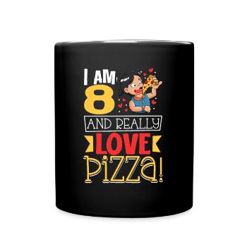I'm 8 - Girls Pizza - Full Colour Mug - black - Front