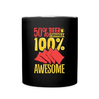 50 pour cent de bière - 50 pour cent de cornhole - Mug uni - noir - Devant