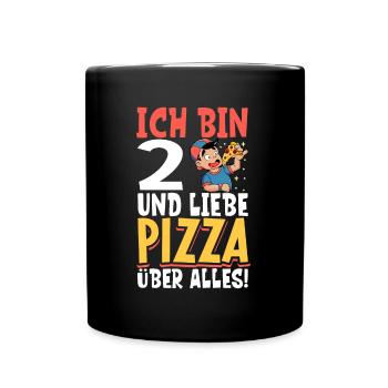 Ich bin 2 - Jungen Pizza - Tasse einfarbig - Schwarz - Vorne