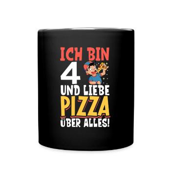 Ich bin 4 - Jungen Pizza - Tasse einfarbig - Schwarz - Vorne