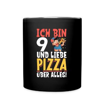 Ich bin 9 - Jungen Pizza - Tasse einfarbig - Schwarz - Vorne