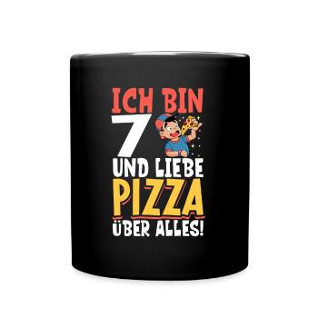 Ich bin 7 - Jungen Pizza - Tasse einfarbig - Schwarz - Vorne