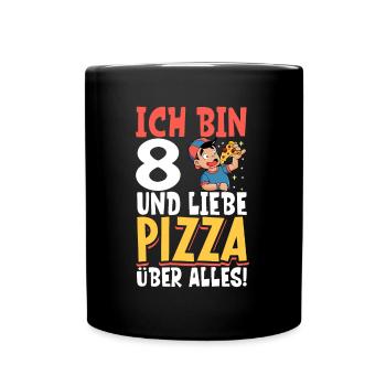 Ich bin 8 - Jungen Pizza - Tasse einfarbig - Schwarz - Vorne