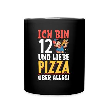 Ich bin 12 - Jungen Pizza - Tasse einfarbig - Schwarz - Vorne