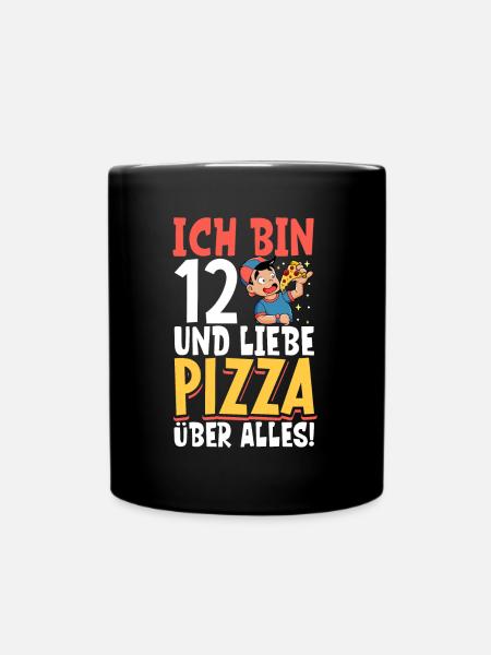 Ich bin 12 - Jungen Pizza - Tasse einfarbig - Schwarz