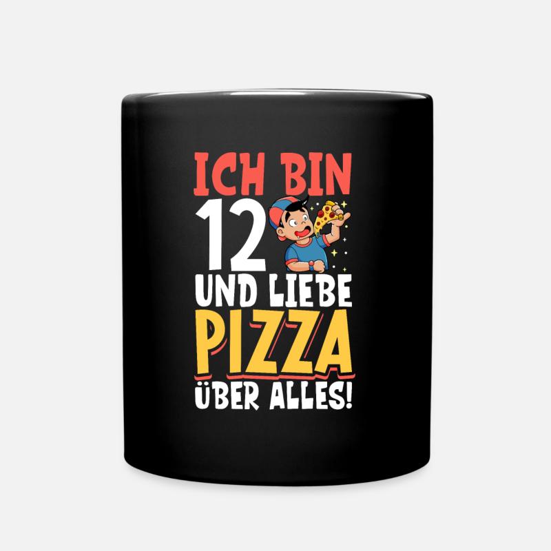 Ich bin 12 - Jungen Pizza - Tasse einfarbig - Schwarz