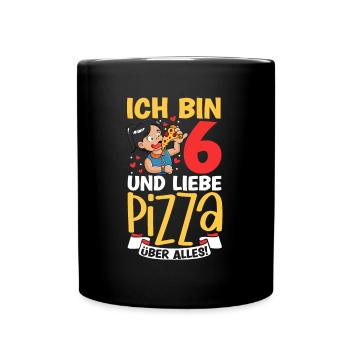 Ich bin 6 - Mädchen Pizza - Tasse einfarbig - Schwarz - Vorne