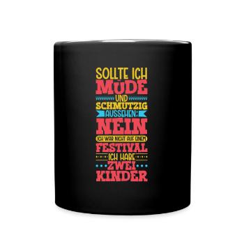 Müde und schmutzig - zwei Kinder - Tasse einfarbig - Schwarz - Vorne