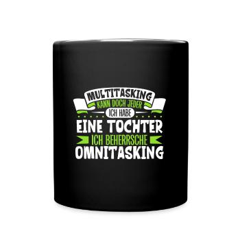 Multitasking kann jeder - Vater und Tochter - Tasse einfarbig - Schwarz - Vorne