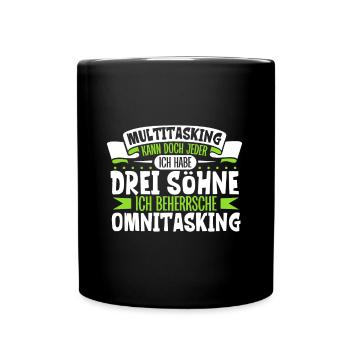 Multitasking kann jeder - Vater und Söhne - Tasse einfarbig - Schwarz - Vorne