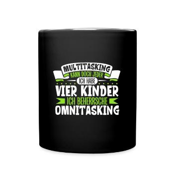 Multitasking kann jeder - Vater und Kinder - Tasse einfarbig - Schwarz - Vorne