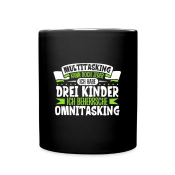 Multitasking kann jeder - Vater und Kinder - Tasse einfarbig - Schwarz - Vorne