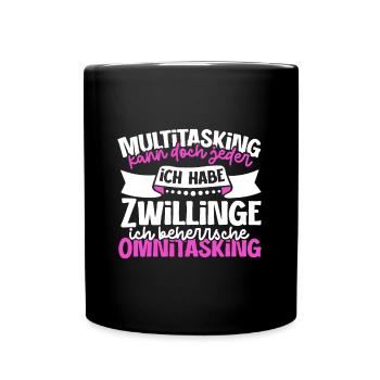 Multitasking kann jeder - Mutter von Zwillingen - Tasse einfarbig - Schwarz - Vorne