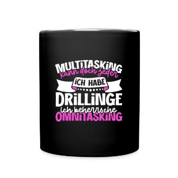 Multitasking kann jeder - Mutter von Drillingen - Tasse einfarbig - Schwarz - Vorne