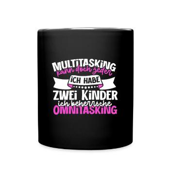 Multitasking kann jeder - Mutter und Kinder - Tasse einfarbig - Schwarz - Vorne