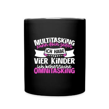 Multitasking kann jeder - Mutter und Kinder - Tasse einfarbig - Schwarz - Vorne