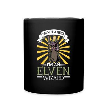 D20 Rollenspiel Charakter - Elf Zauberer - Tasse einfarbig - Schwarz - Vorne
