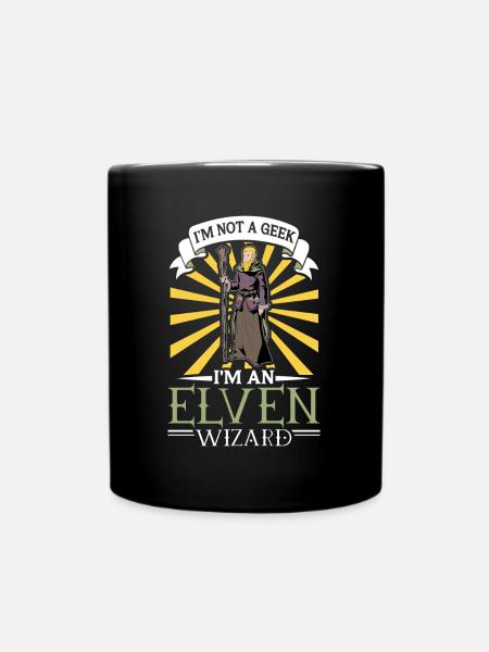 D20 Rollenspiel Charakter - Elf Zauberer - Tasse einfarbig - Schwarz