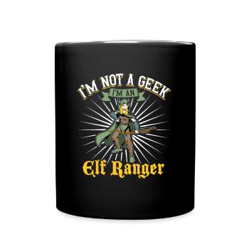 No geek - D20 RPG Character - Ranger - Full Colour Mug - black - Front