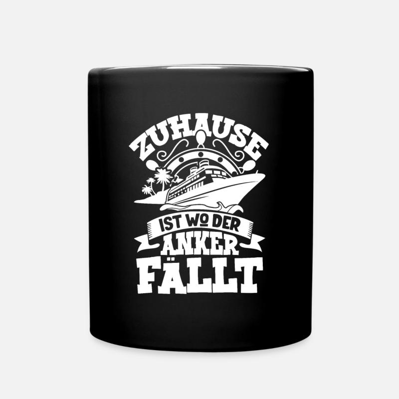 Zuhause ist wo der Anker fällt - maritimes - Tasse einfarbig - Schwarz