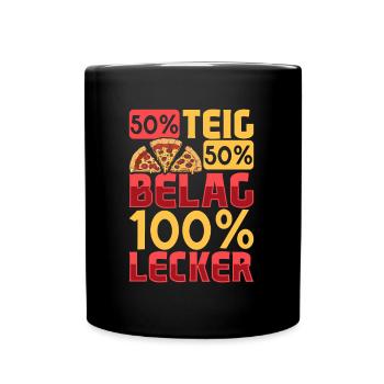 100 Prozent lecker - Pizzeria - Tasse einfarbig - Schwarz - Vorne