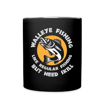 Pikeperch fishing, fish, perch, perch fishing - Full Colour Mug - black - Front