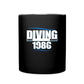Taucher Geburtstag - Diving since March 1986 - Tasse einfarbig - Schwarz - Vorne