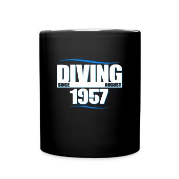 Taucher Geburtstag - Diving since August 1957 - Tasse einfarbig - Schwarz - Vorne