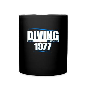 Taucher Geburtstag - Diving since September 1977 - Tasse einfarbig - Schwarz - Vorne
