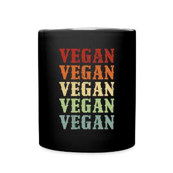 Vegan Vegan Vegan Vintage Farben Vegan Retro Vegan - Tasse einfarbig - Schwarz - Vorne