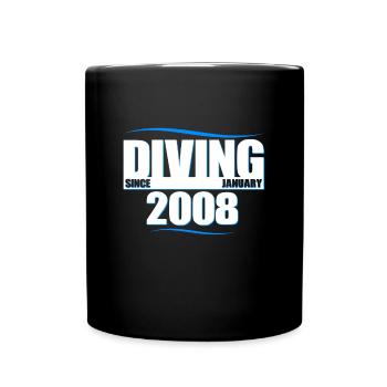 Taucher Geburtstag - Diving since January 2008 - Tasse einfarbig - Schwarz - Vorne