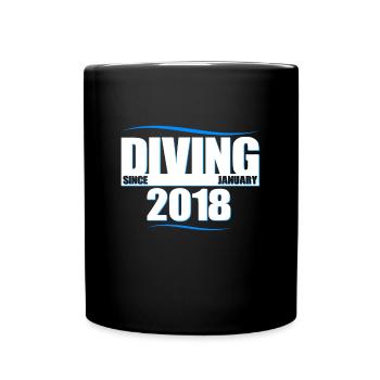 Taucher Geburtstag - Diving since January 2018 - Tasse einfarbig - Schwarz - Vorne